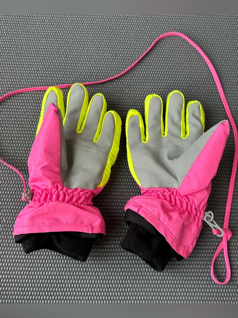 Kids Winter Gloves Size M Pink Neon Yellow Waterproof Snow Play Ski